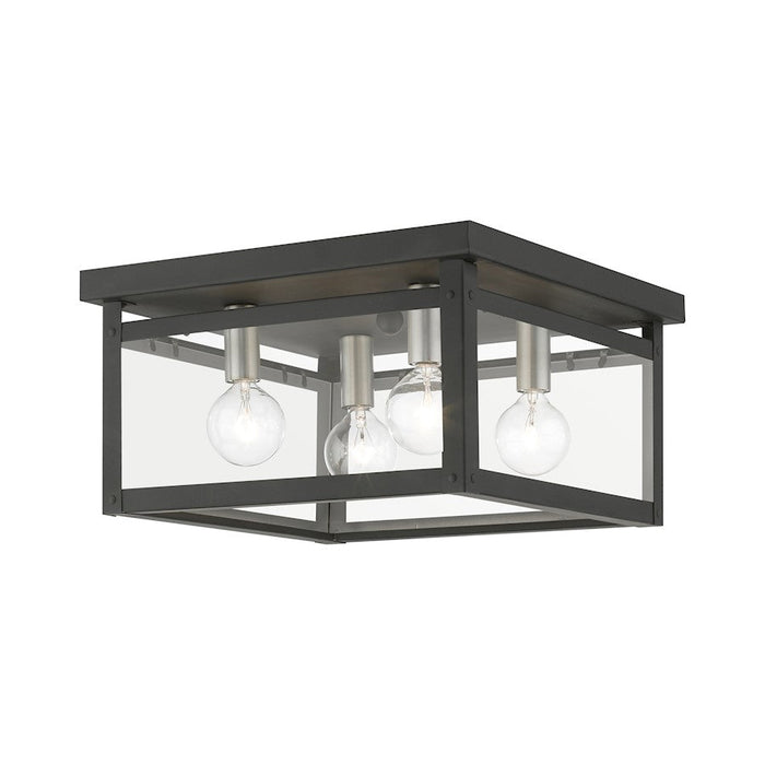 Livex Milford Square Flush Mount, Black/Nickel/Candles/Clear