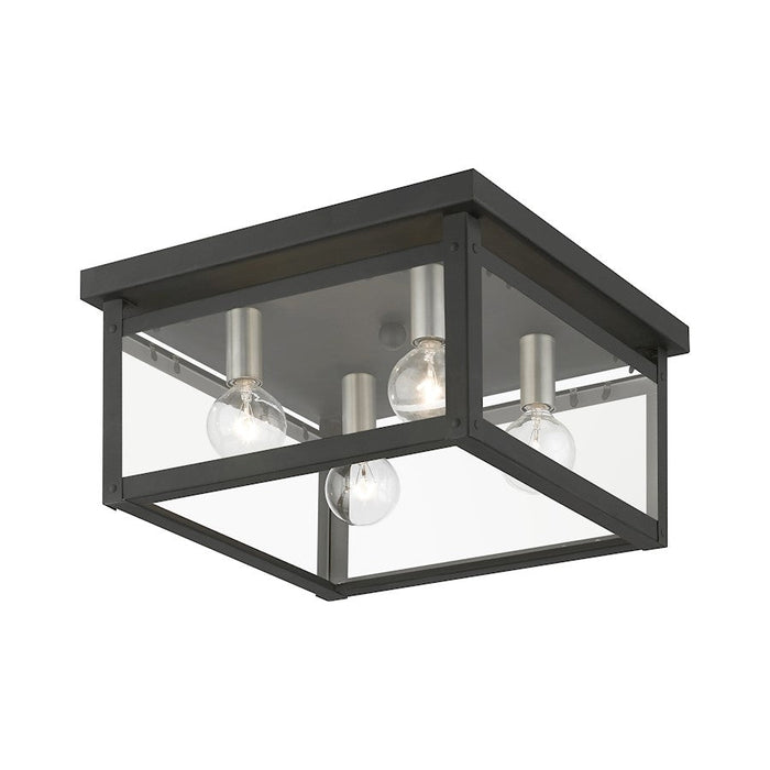 Livex Milford Square Flush Mount, Black/Nickel/Candles/Clear