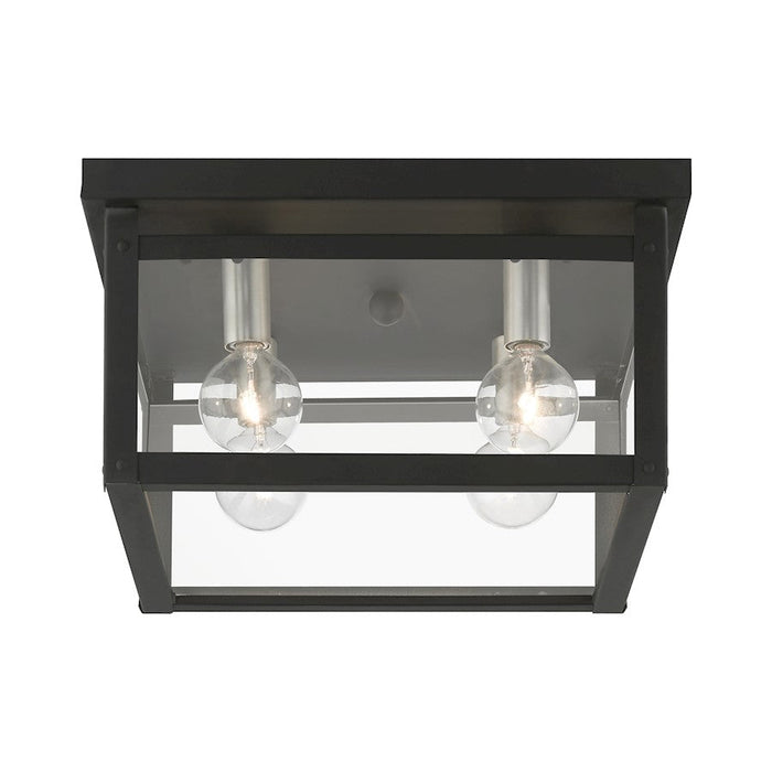 Livex Milford Square Flush Mount, Black/Nickel/Candles/Clear