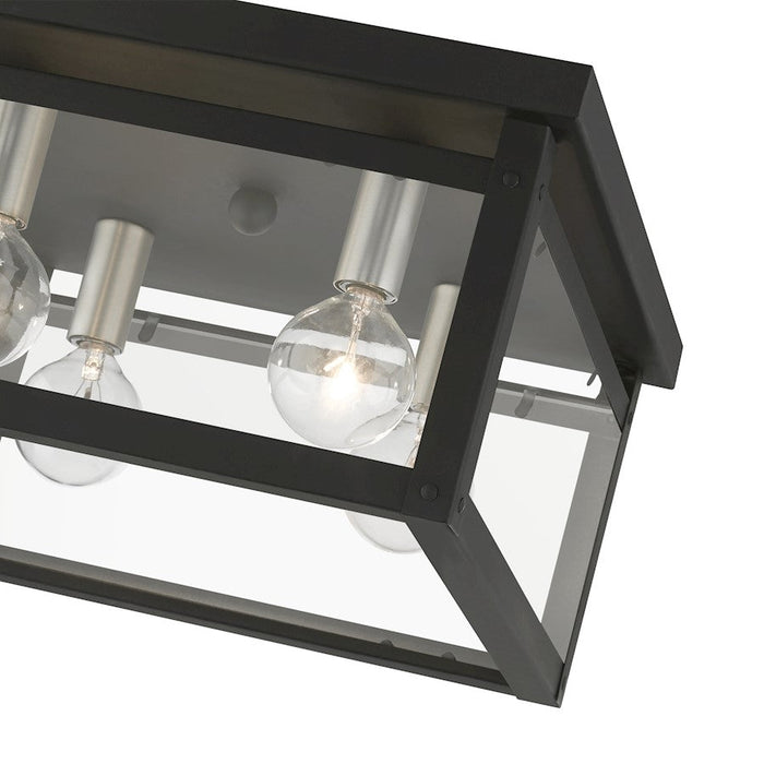 Livex Milford Square Flush Mount, Black/Nickel/Candles/Clear