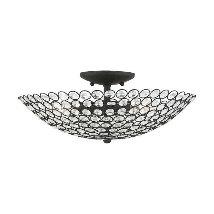 Livex Cassandra 3 Light Semi Flush Mount, Black - 40446-04