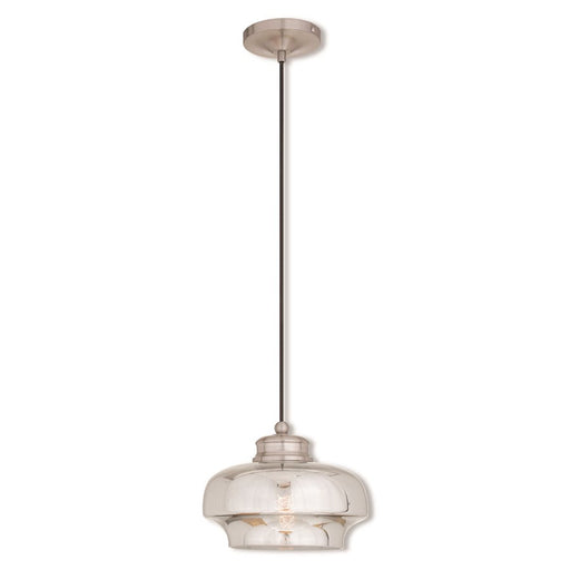 Livex Art 1 Light Mini Pendant, Brushed Nickel/Smoke - 40607-91