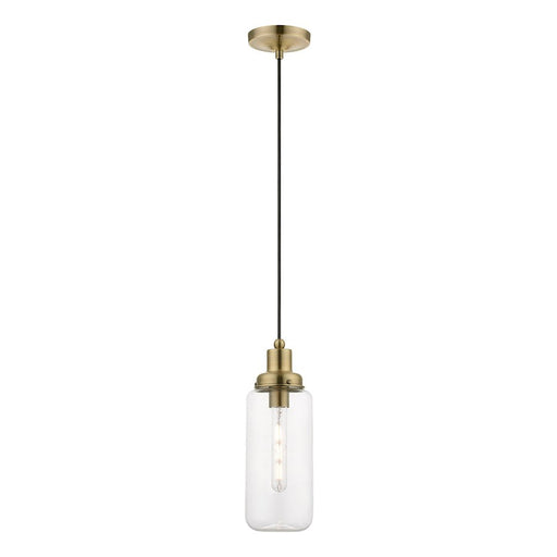 Livex Oakhurst 1 Light Mini Pendant, Antique Brass/Clear - 40614-01