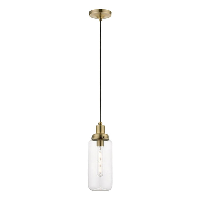 Livex Oakhurst 1 Light Mini Pendant, Antique Brass/Clear - 40614-01