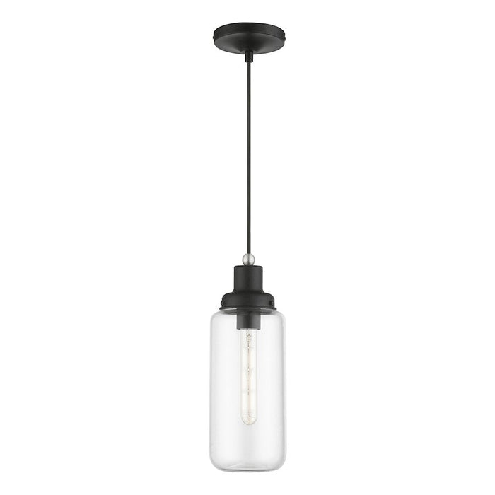 Livex Oakhurst 1 Light Mini Pendant, BK/Brushed NK Accent - 40614-04