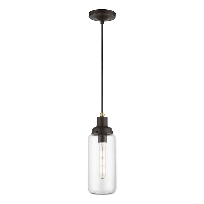 Livex Oakhurst 1 Light Mini Pendant, BZ/Antique BS Accent - 40614-07