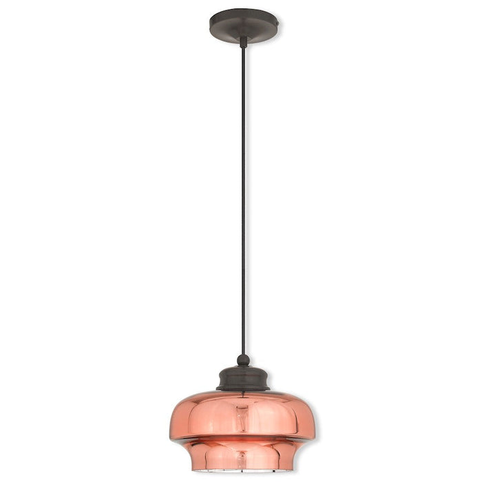 Livex Art 1 Light Mini Pendant, English Bronze/Copper (Inside Chrome) - 40631-92