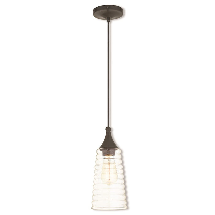 Livex Art 1 Light Mini Pendant, English Bronze/Clear - 40637-92