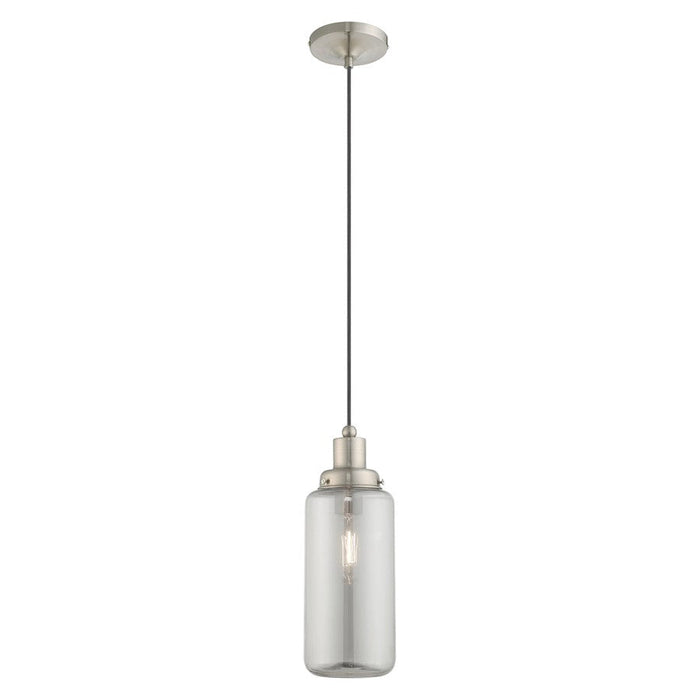 Livex Lighting Art Glass 1 Light Mini Pendant, Nickel/Smoke