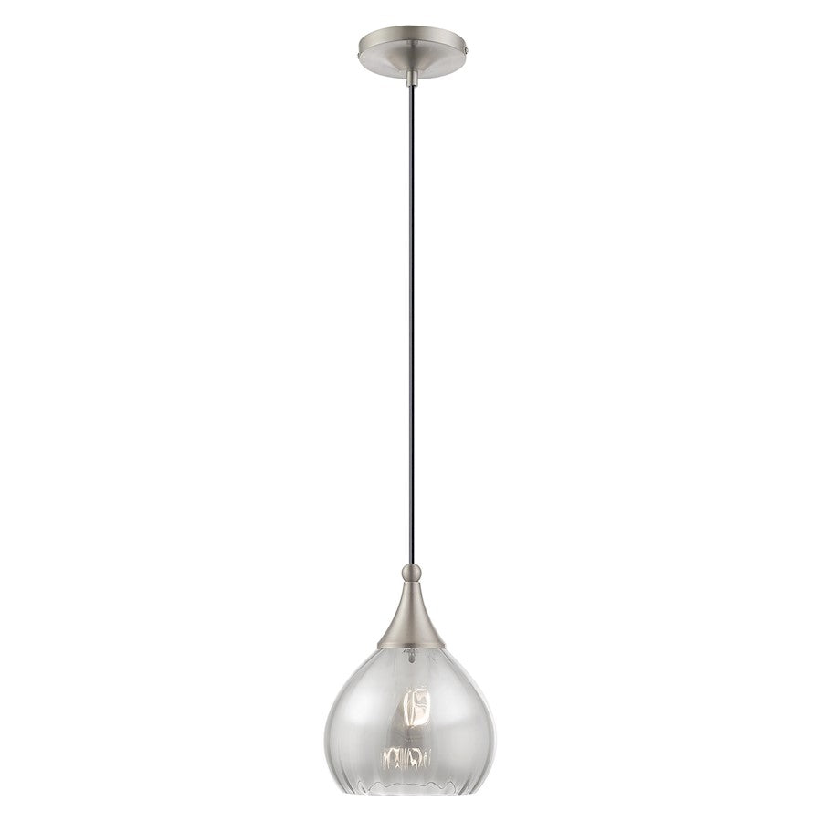 Livex Lighting Art Glass 1 Light Mini Pendant, Smoke