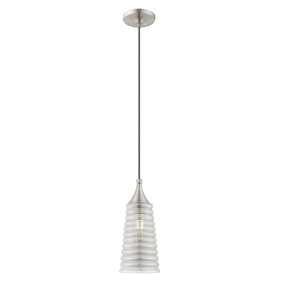 Livex Lighting Art Glass 1 Light Mini Pendant, Ribbed