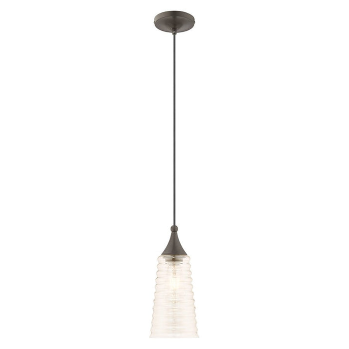 Livex Lighting Art Glass 1 Light Mini Pendant, Ribbed