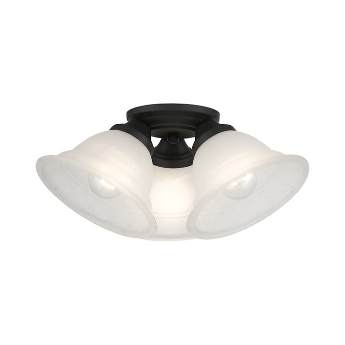 Livex Wynnewood 3 Light Flush Mount, Black/Gray Marble - 40727-04