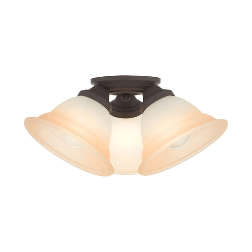 Livex Wynnewood 3 Light Flush Mount, Bronze/Sunrise - 40729-07