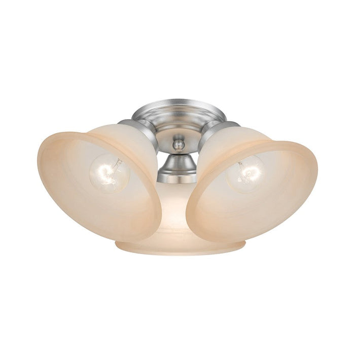 Livex Wynnewood 3 Light Flush Mount, Painted Satin Nickel