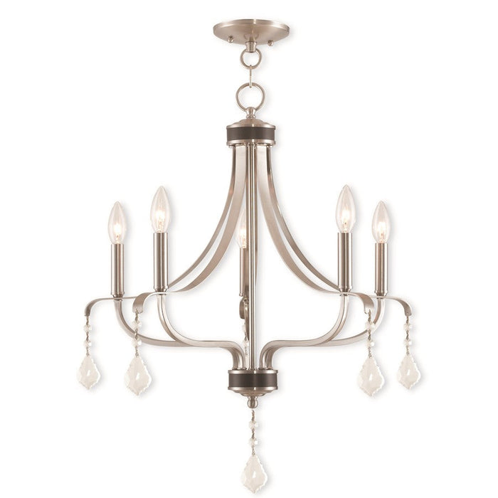 Livex Laurel 5 Light Chandelier, Brushed Nickel - 40785-91