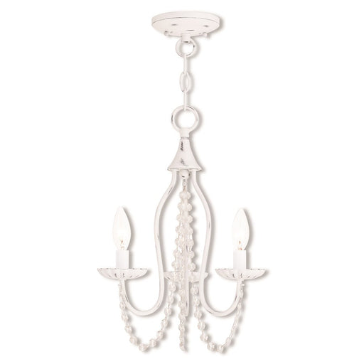 Livex Alessia 3 Light Mini Chandelier, Antique White - 40793-60