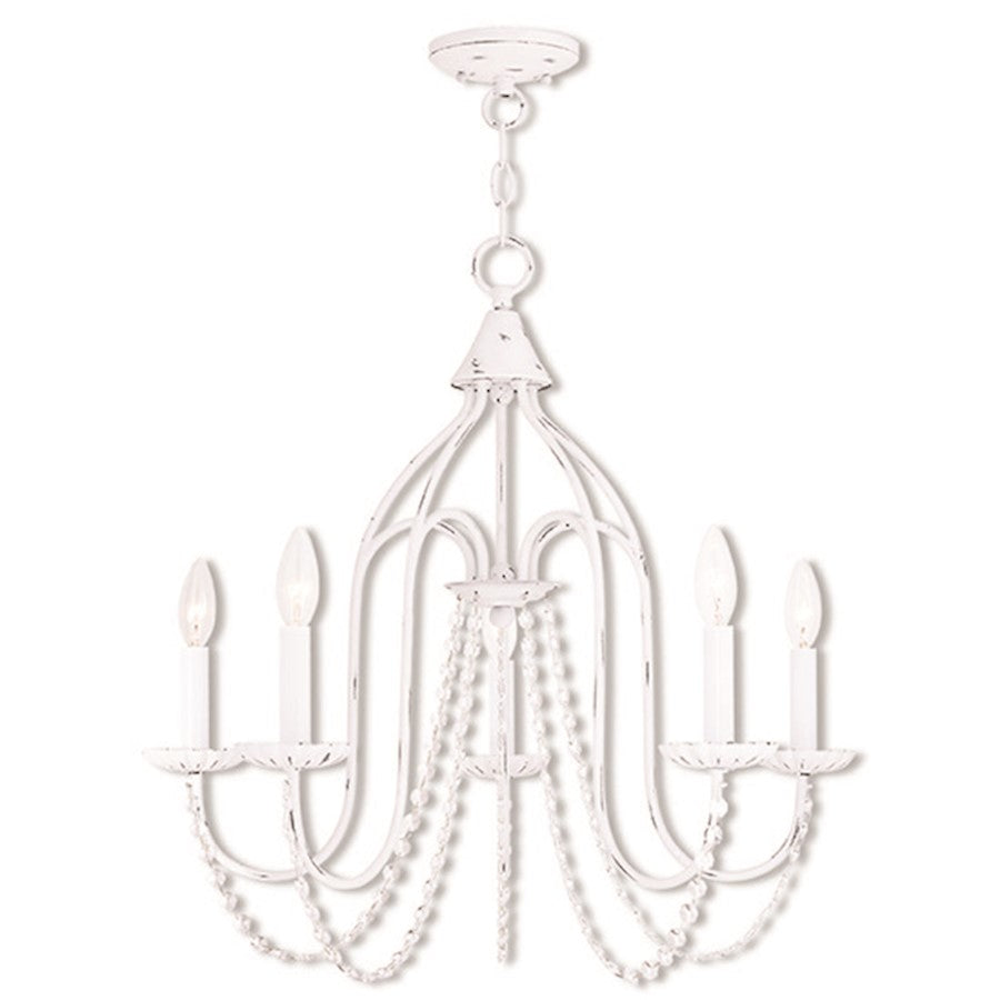 Livex Alessia 5 Light Chandelier, Antique White - 40795-60