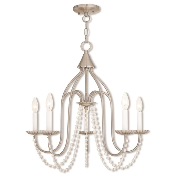 Livex Alessia 5 Light Chandelier, Brushed Nickel - 40795-91