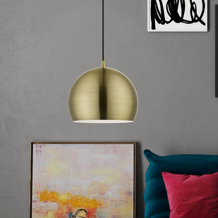 Livex Piedmont 1 Light Pendant, Brass