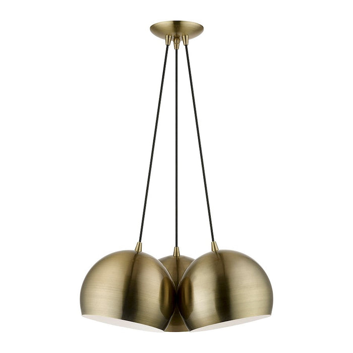 Livex Piedmont 3 Light Multi Pendant, Brass/White Inside - 40803-01