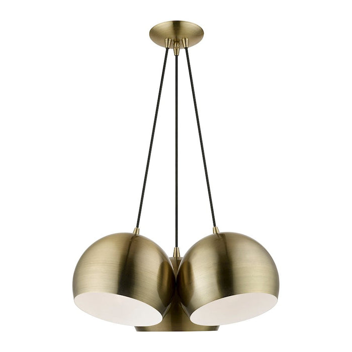 Livex Piedmont 3 Light Multi Pendant, Brass/White Inside