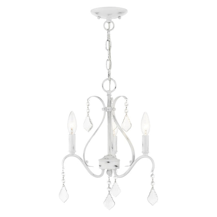 Livex Caterina 3 Light Chandelier, Antique White with Clear Crystals - 40843-60