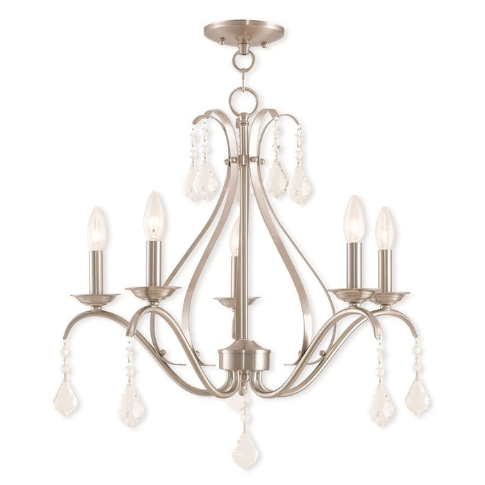 Livex Caterina 5 Light Chandelier, Brushed Nickel - 40845-91