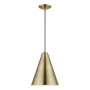 Livex Dulce 1 Light Pendant, Brass/Brass Metal/White Inside - 40852-01