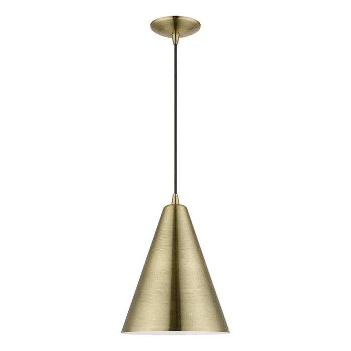 Livex Dulce 1 Light Pendant, Brass/Brass Metal/White Inside - 40852-01