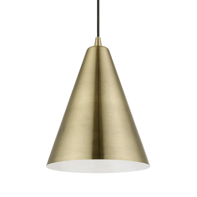 Livex Dulce 1 Light Pendant, Brass/Brass Metal/White Inside