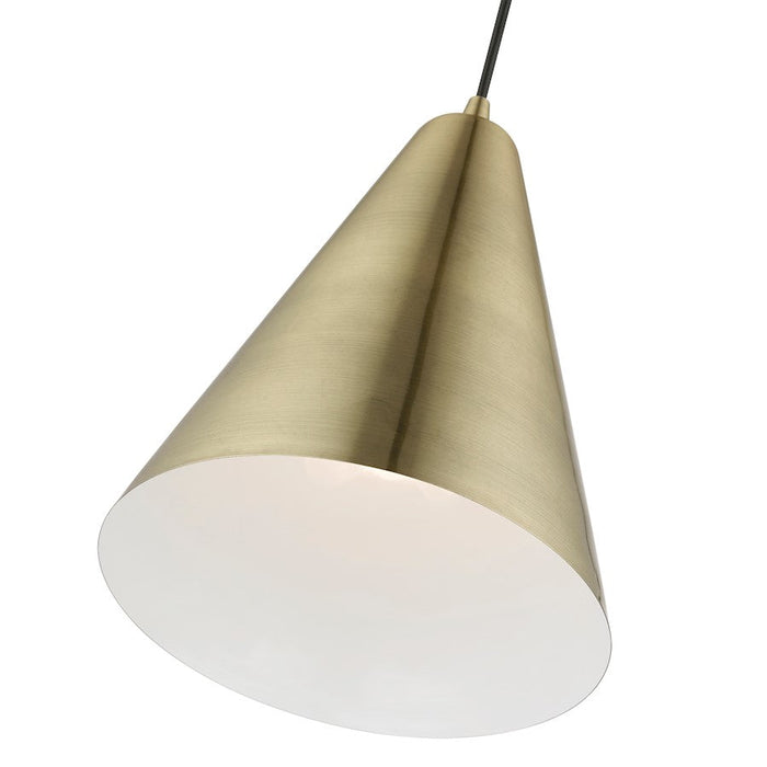 Livex Dulce 1 Light Pendant, Brass/Brass Metal/White Inside