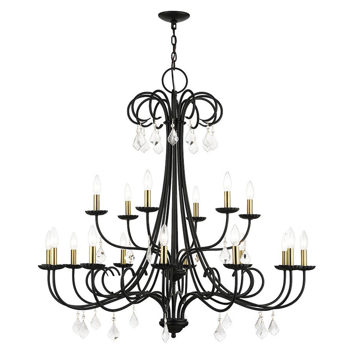 Livex Daphne 18 Lt Extra Large Chandelier, Black/Brass/Clear Crystals - 40870-04