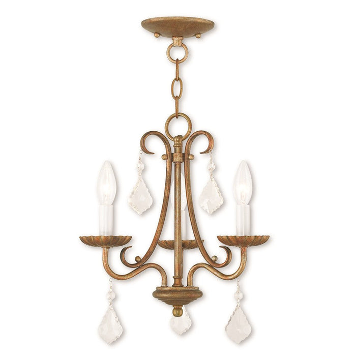 Livex Daphne 3 Light Mini Chandelier, Antique Gold Leaf - 40873-48