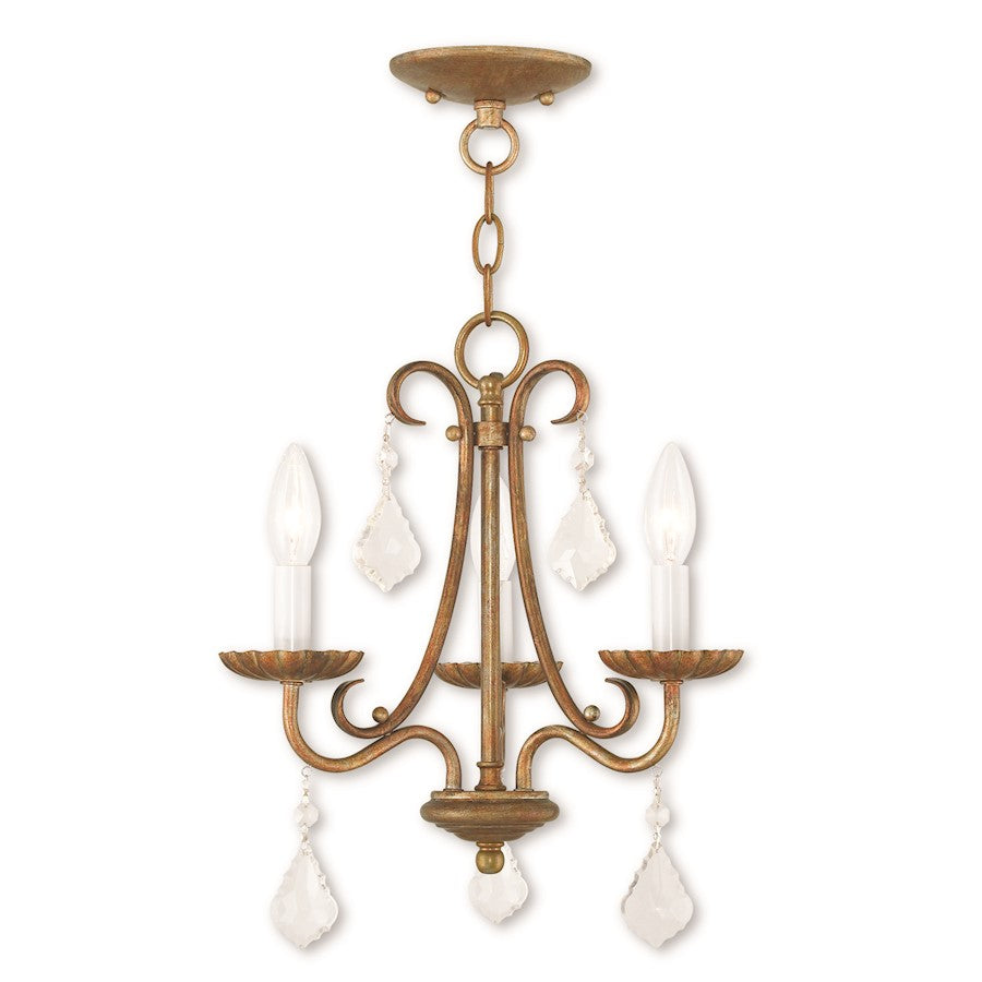 Livex Daphne 3 Light Mini Chandelier, Antique Gold Leaf - 40873-48