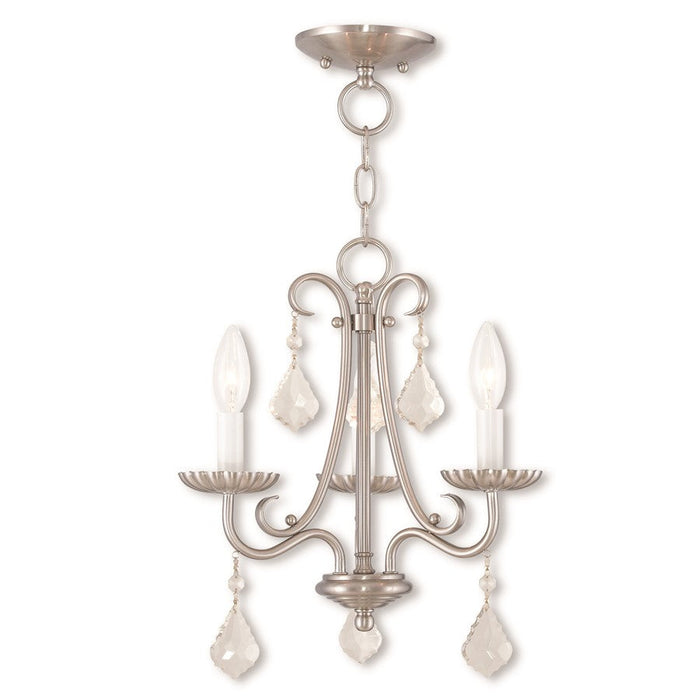 Livex Daphne 3 Light Mini Chandelier, Brushed Nickel - 40873-91