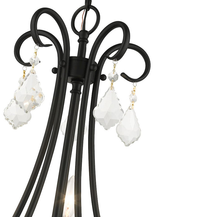 Livex Daphne 5 Light Chandelier, Black/Antique Brass/Clear Crystals