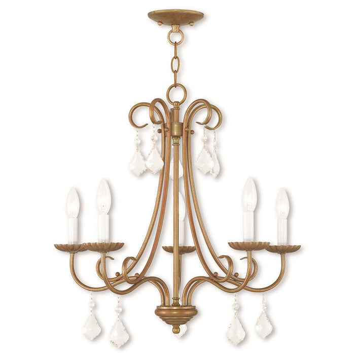 Livex Daphne 5 Light Chandelier, Antique Gold Leaf - 40875-48