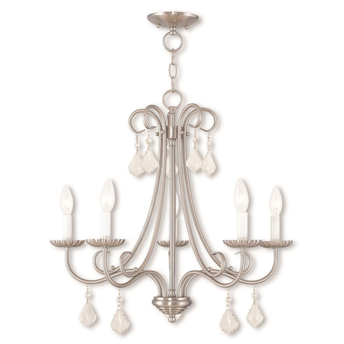 Livex Daphne 5 Light Chandelier, Brushed Nickel - 40875-91