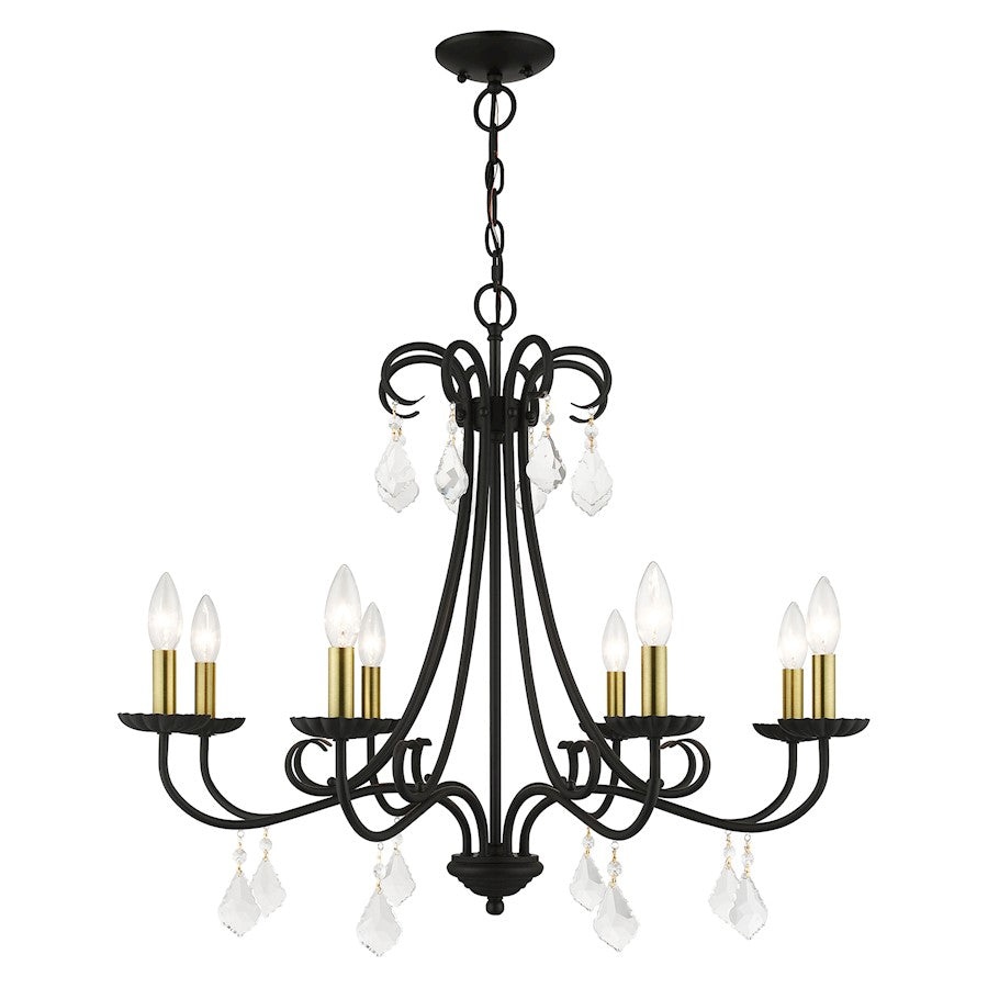 Livex Daphne 8 Light Large Chandelier, Black/Brass/Clear Crystals - 40878-04