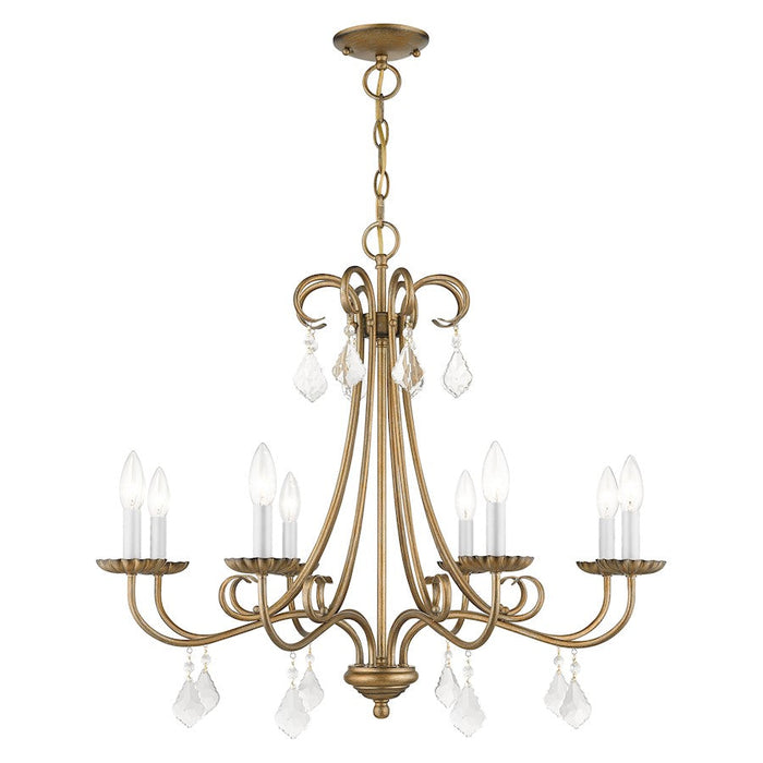 Livex Daphne 8 Light Large Chandelier, Gold Leaf/Clear Crystals - 40878-48