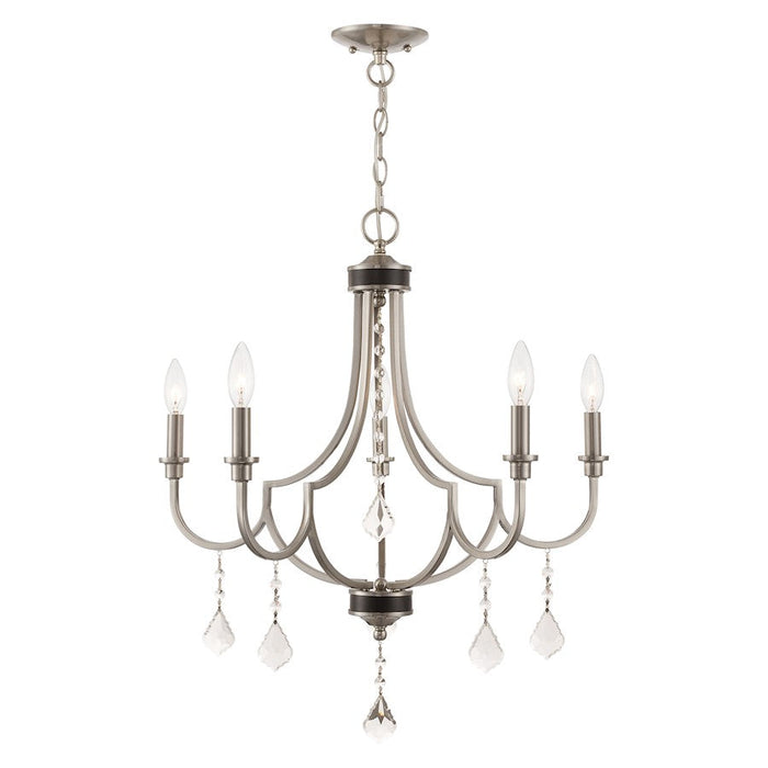 Livex Glendale 5 Light Chandelier, Brushed Nickel - 40885-91