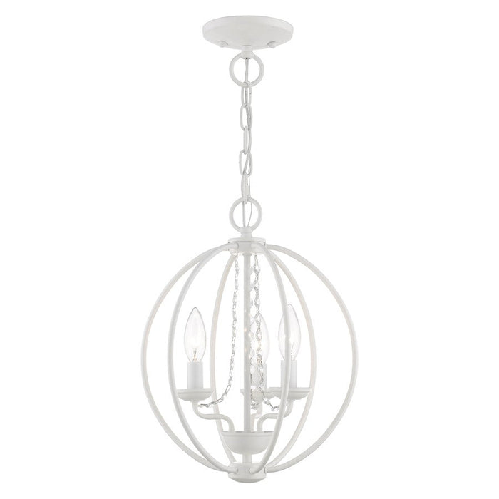 Livex Arabella 3 Light Globe Mini Chandelier/Semi-Flush, WH/Crystals - 40913-03