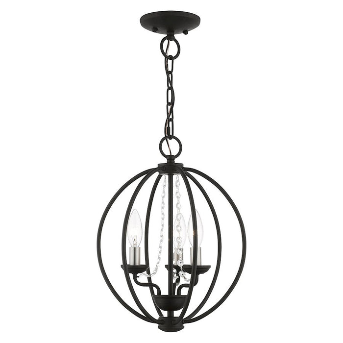 Livex Arabella 3 Light Globe Mini Chandelier/Semi-Flush, BK/NK - 40913-04