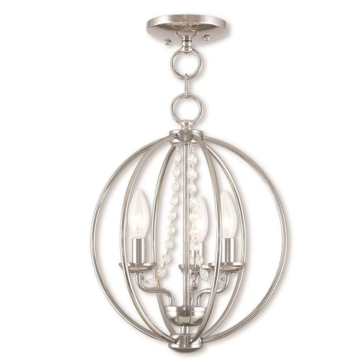 Livex Arabella 3 Light Convertible Mini Chandelier/Ceiling, Chrome - 40913-05
