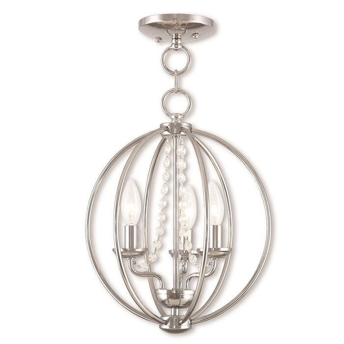 Livex Arabella 3 Light Convertible Mini Chandelier/Ceiling, Chrome - 40913-05