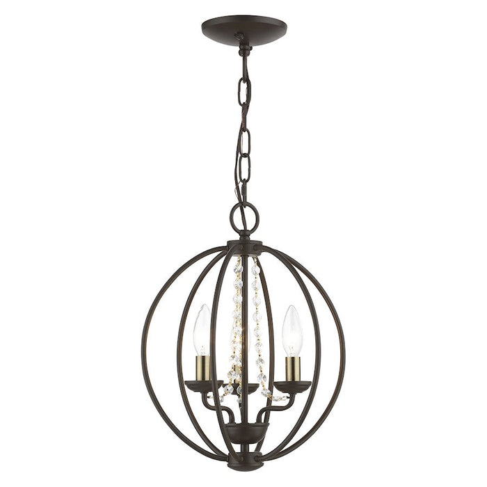 Livex Arabella 3 Light Globe Mini Chandelier/Semi-Flush, BZ/BS - 40913-07