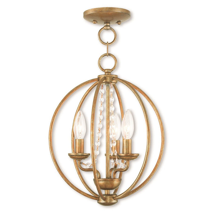 Livex Arabella 3 Light Convertible Mini Chandelier/Ceiling, Gold Leaf - 40913-48