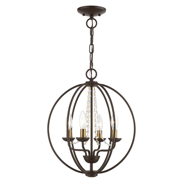 Livex Arabella 4 Light Globe Chandelier/Semi-Flush, BZ/BS - 40914-07