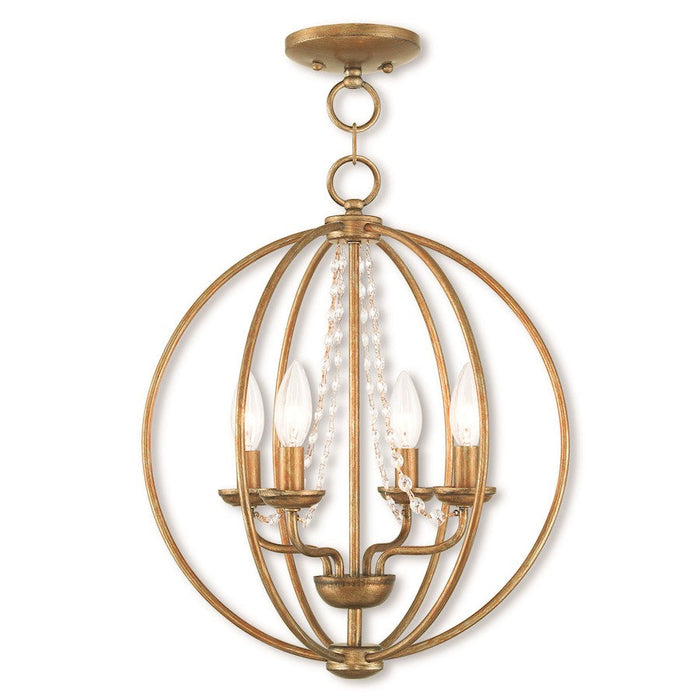 Livex Arabella 4 Light Convertible Mini Chandelier/Ceiling, Gold Leaf - 40914-48